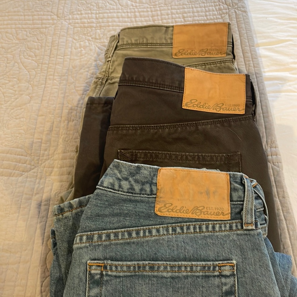 Three pair of insulated Eddie Bauer jeans